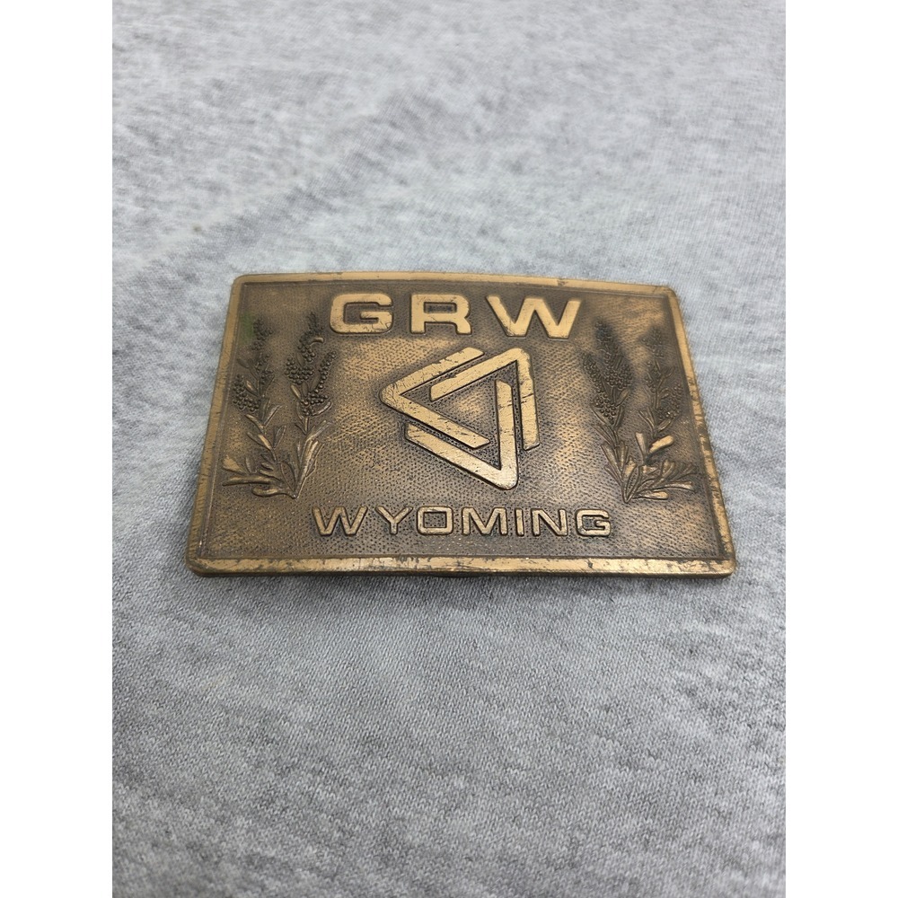 Vintage GRW Wyoming Labor Agriculture Bronze Belt Buckle